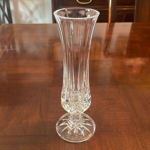 Cristal d'Arques Lead Crystal Footed Bud Flower Vase Vintage 8" Longchamp